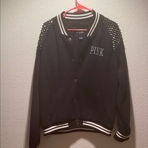 Black Studded Varsity Jacket
